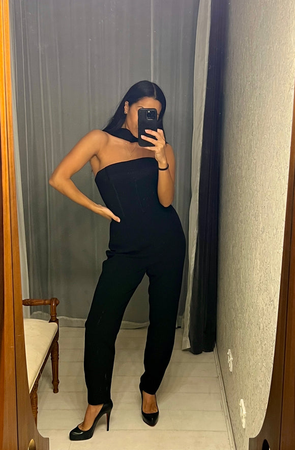 Pre-loved Black Bustier Tailored Jumpsuit