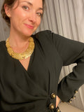 French Vintage Black Wrap Dress