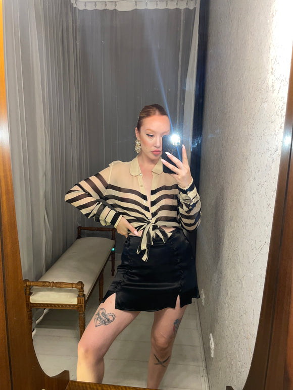 Pre-loved Black Satin Mini Skirt