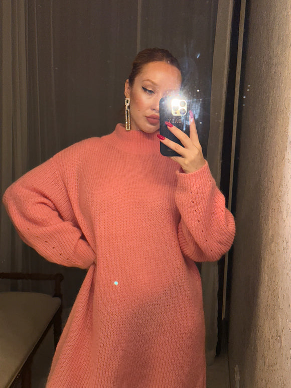 Pink Knit Jumper Dress