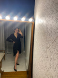 French Vintage Black Wrap Dress