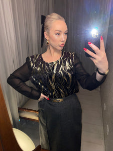 Vintage Celine Designer Vintage Charcoal Wool Skirt