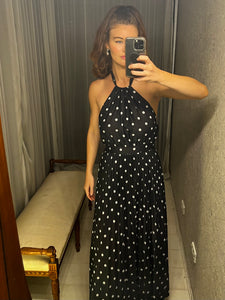 Black Polkadot Halter Dress