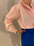 In & On Pink Cotton Pin-tuck Blouse