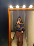 Purl One Handknitted Blue & Olive Cardigan