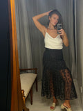 Navy Blue Polka Dot Sheer Skirt