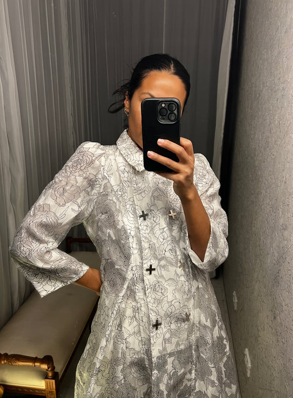 Pre-loved White Sheer Roses Tunic Dress