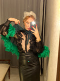 Vintage Green Feather Cape