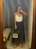 Navy Blue Polka Dot Sheer Skirt