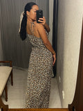 Leopard Linen Slip Dress