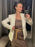 Stunning White Floral Brocade Pant Suit