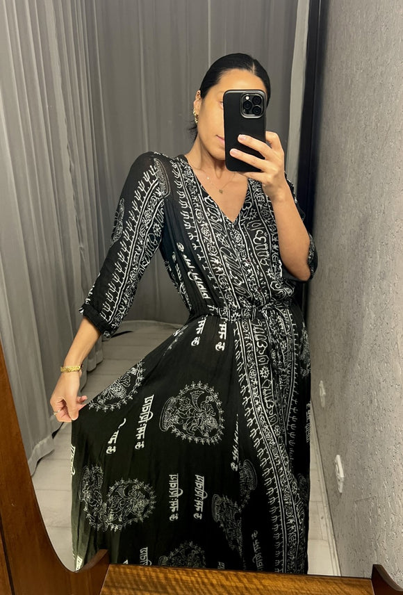 Vicente Ganesha Ibiza Black Cotton Boho Dress