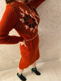 Vintage Synonyme Snowflake Red Knit Dress