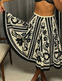 Black & Ivory Mexican Cotton Full Skirt