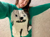 Pre-Loved Handmade Green Shaggy Dog Jumper