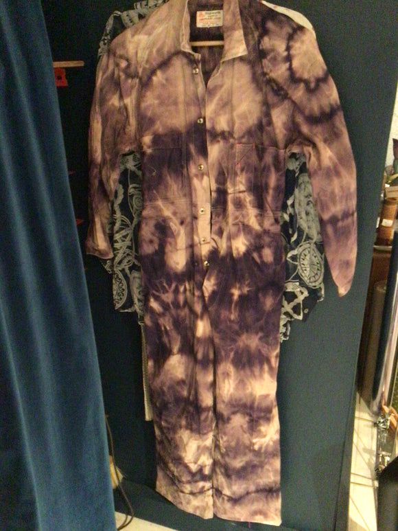 Purple Lightning hand dyed overalls