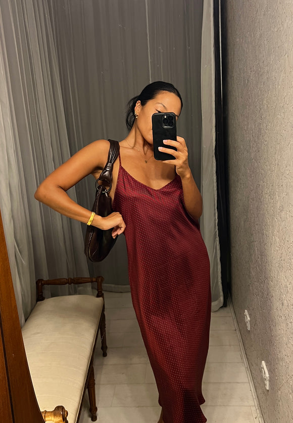 Pre-loved Museum Burgundy Polkadot Silk Slip