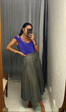Vintage Leather Fashions Grey Buttery Leather Skirt