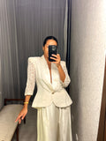 Vintage Discovery Gold Cream Lace Sleeve Jacket