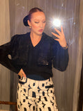 Vintage Studio Black Sequin Velvet Crop Jacket