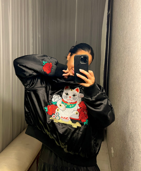 Pre-loved Silky Lucky Cat Bomber Jacket