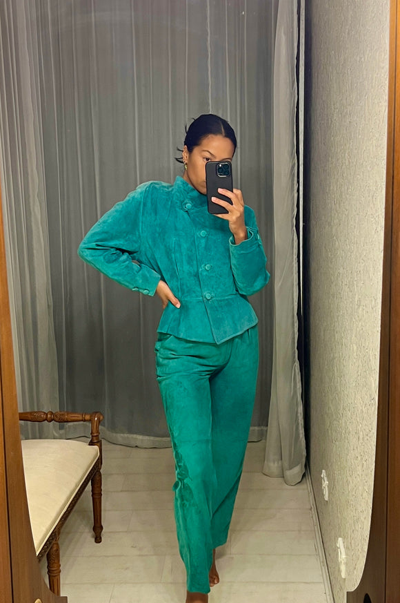 Vintage MoodItalia Turquoise Suede Pants AS IS