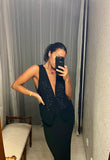 Black Vest with Flowers Size M