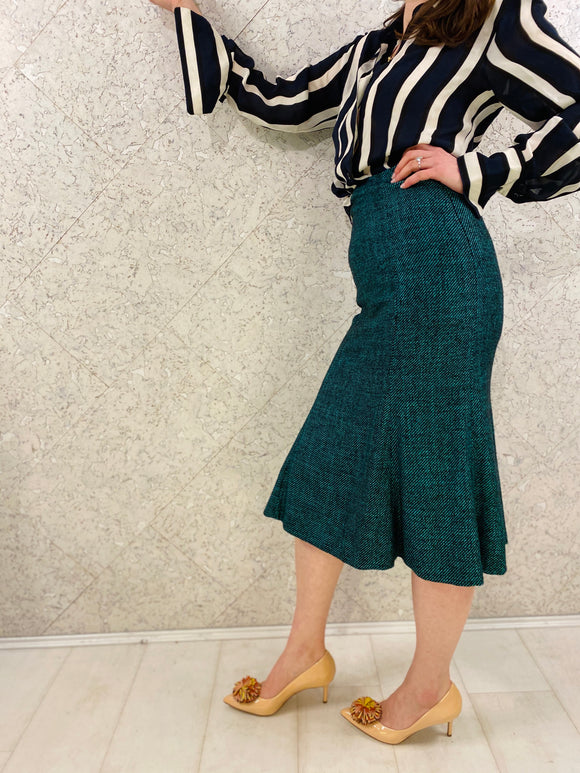Vintage ESCADA - Designer Emerald Wiggle Skirt