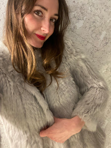 Dove Grey Soft Rabbit Fur Coat
