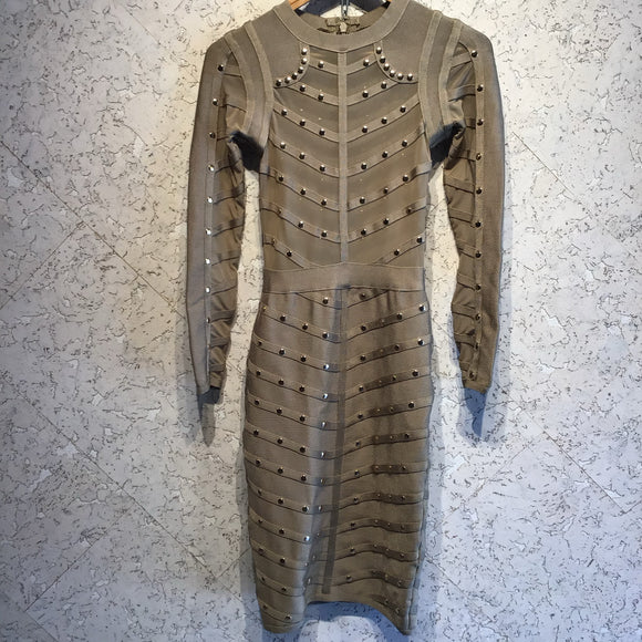 Khaki Bodycon Dress with studs