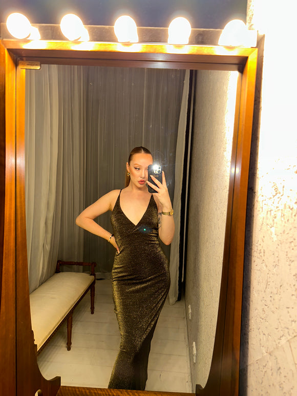 Pre-loved Gold Sparkle Slip Dress