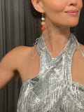 Silver Sequin Disco Top