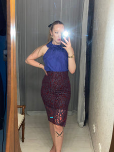 Pre-loved Ted Baker Blue Ruffle Silk Top