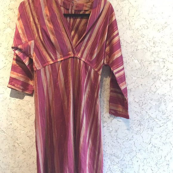 Handmade Raw Silk Stripe Dress