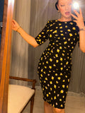 Pre-Loved CR Black Dress Yellow Leaf