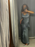 Pre-loved REFORMATION Blue Silk Frill Dress