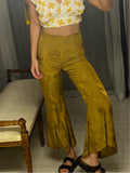 Olive Silky Flare Pants