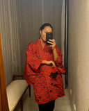 Pre loved Vintage Red Black Short KIMONO