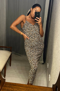 Leopard Linen Slip Dress