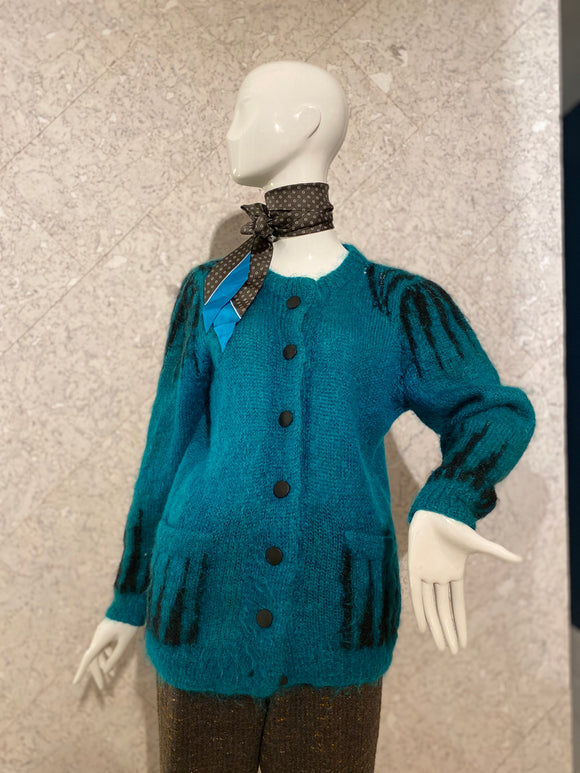 Teal & Black Vintage Cardigan