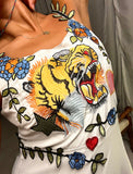 Pre-loved Tiger Embroidered White Dress