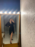 French Vintage Black Wrap Dress