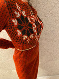 Vintage Synonyme Snowflake Red Knit Dress
