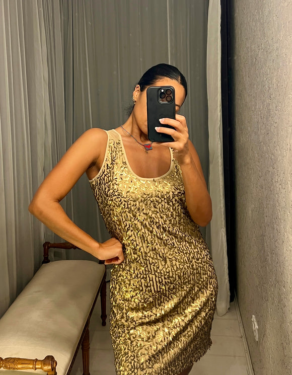 Pre-loved Gold Sequin Mini-Dress
