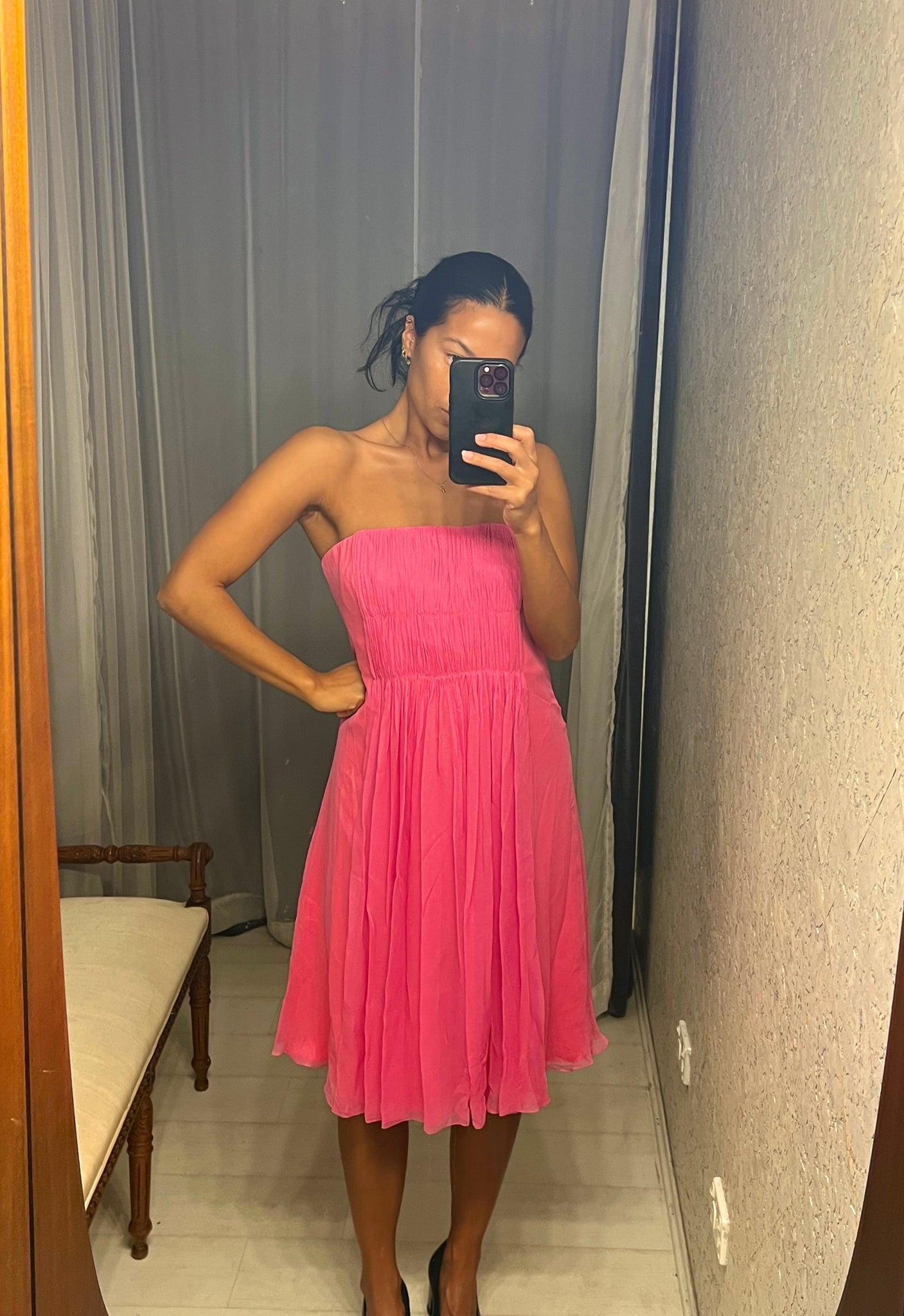 Pre-loved Lisa Ho Pink Silk Strapless Cocktail Dress GrandDays Pre-loved Lisa Ho Pink Silk Strapless Cocktail Dress GrandDays