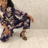 Purple rain hand dyed overalls
