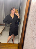 French Vintage Black Wrap Dress